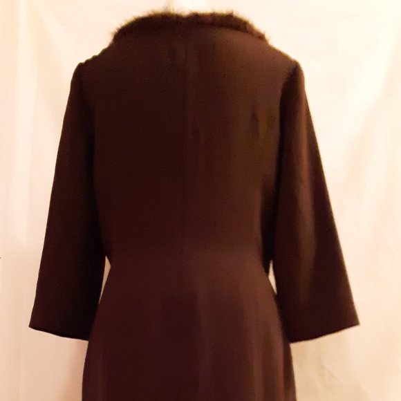 Cynthia Howie Brown Real Mink Collar Dress - Picture 2 of 5
